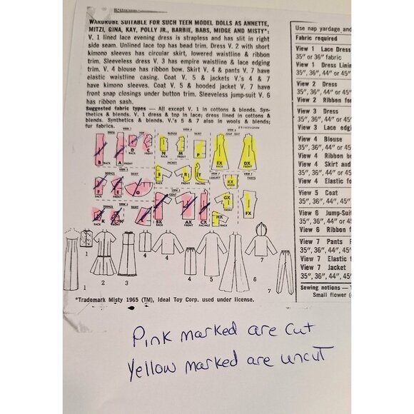 Simplicity 6208 Pattern Doll Clothes Barbie Midge Misty Teen Model Dolls - Picture 6 of 6